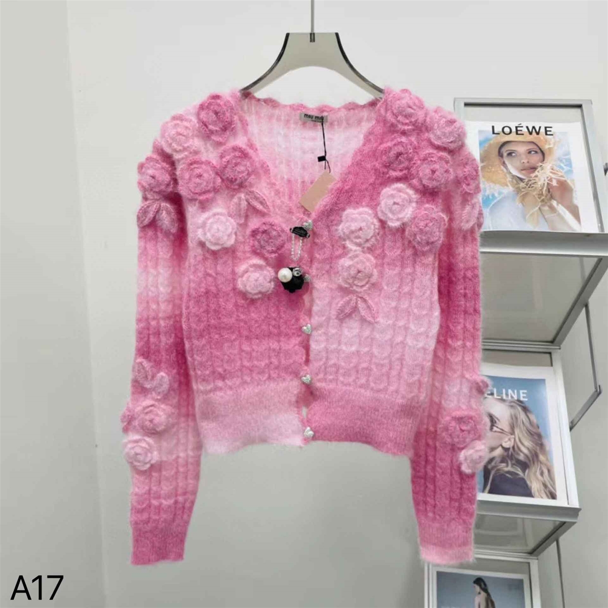 Áo len cổ tim tay dài hàng hiệu Dior