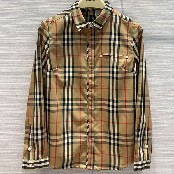 Áo sơ mi kẻ sọc nâu hiệu Burberry siêu cấp