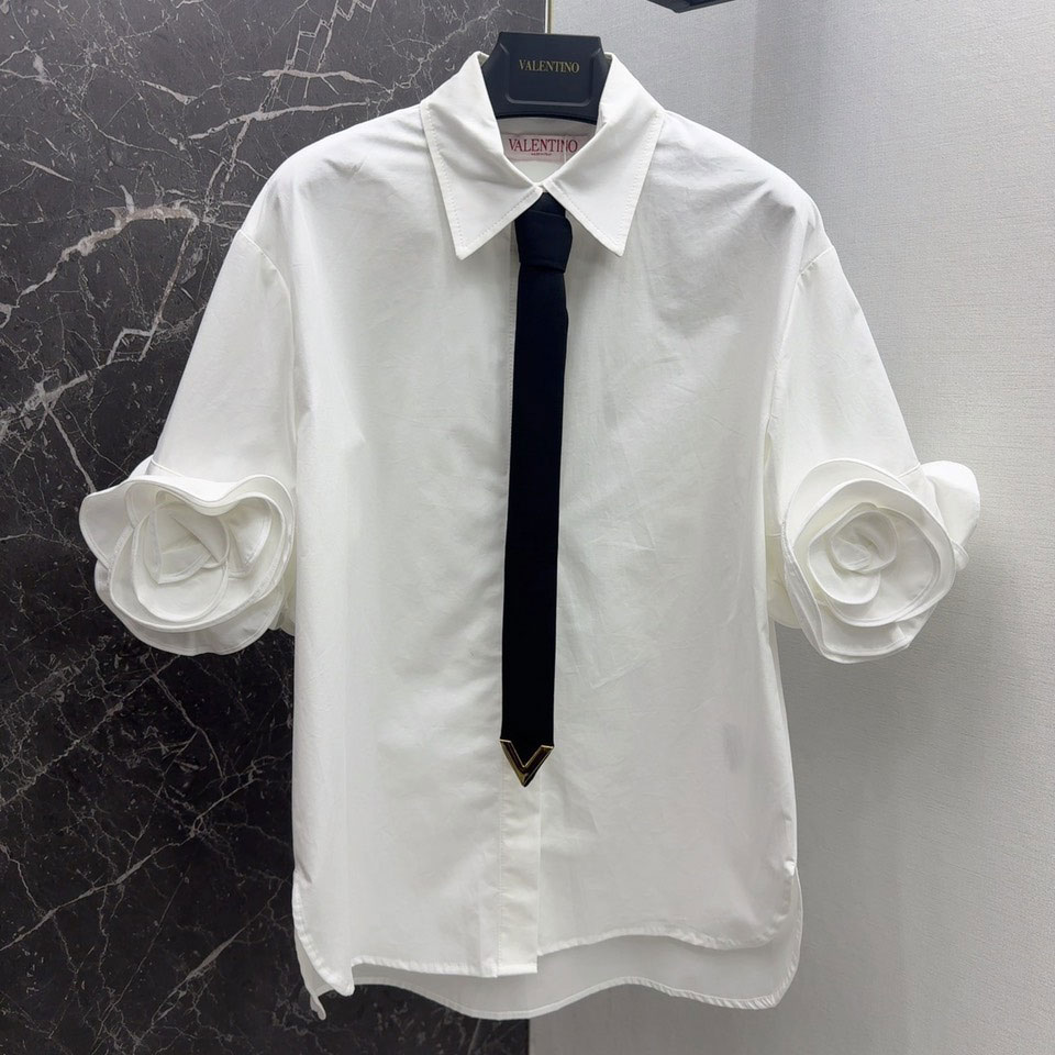 Sơ mi Valentino tay phối hoa hồng hàng cao cấp