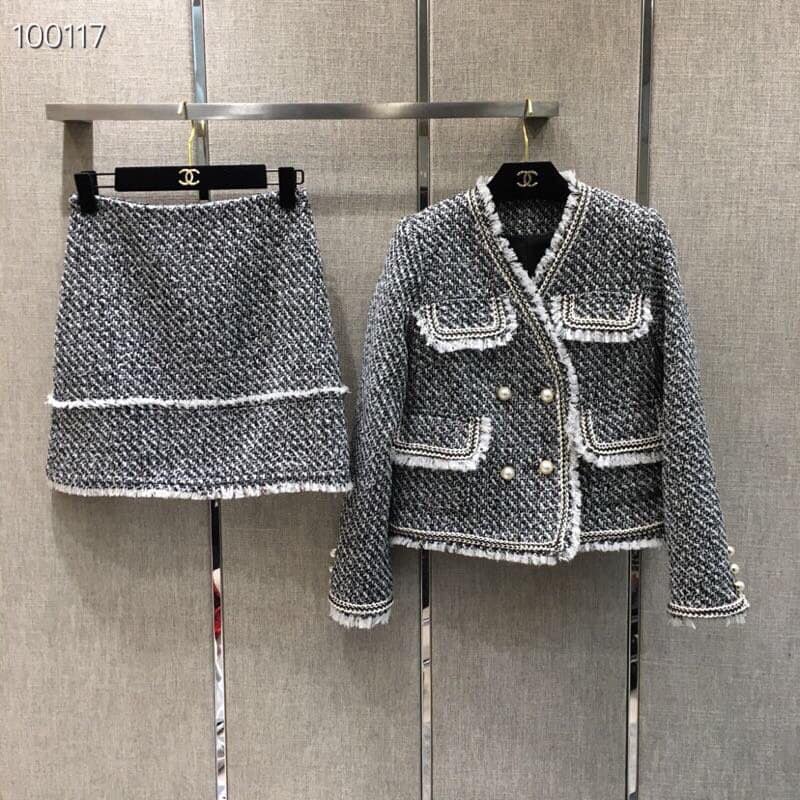 Set váy dạ nỉ hiệu Dior siêu cấp