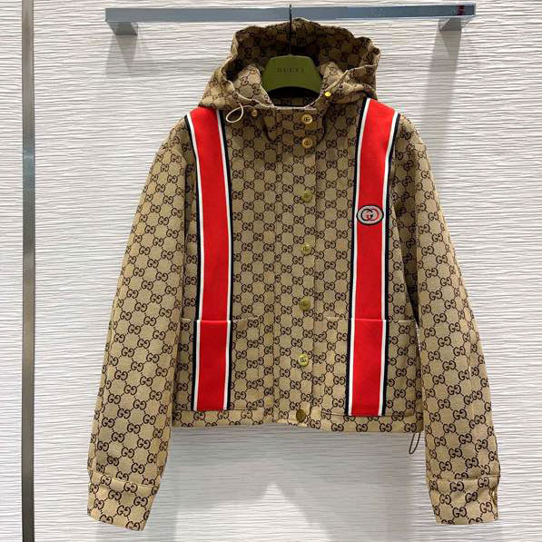 Áo khoác mũ sọc đỏ Gucci siêu cấp