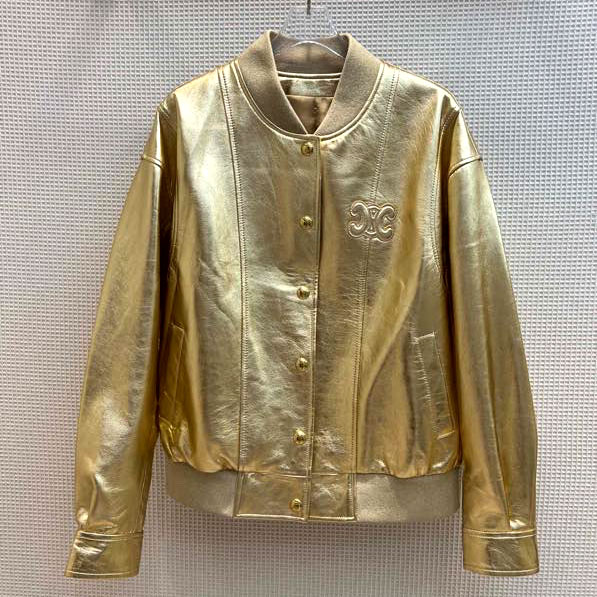Áo da nữ màu gold hiệu Celine siêu cấp