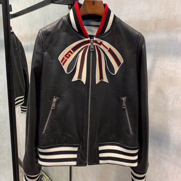 Áo da hiệu Gucci bo cạp siêu cấp