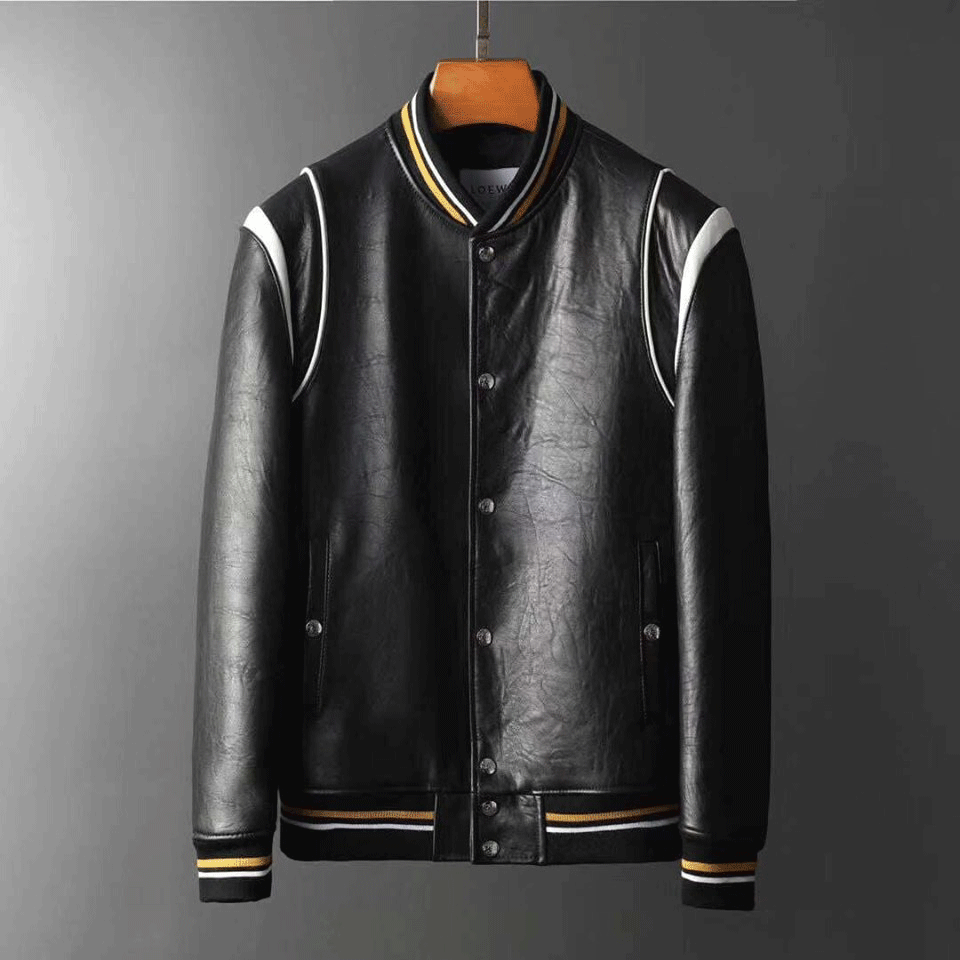 Áo nam da thật điểm viền trắng hiệu Givenchy cao cấp