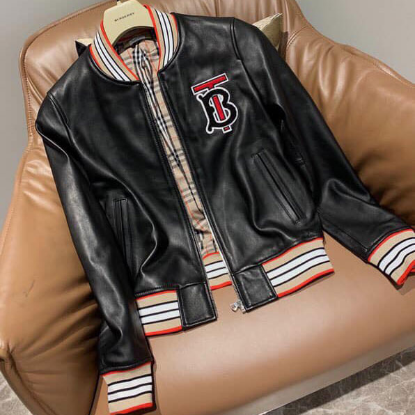 Áo khoác da nữ lót kẻ Burberry siêu cấp
