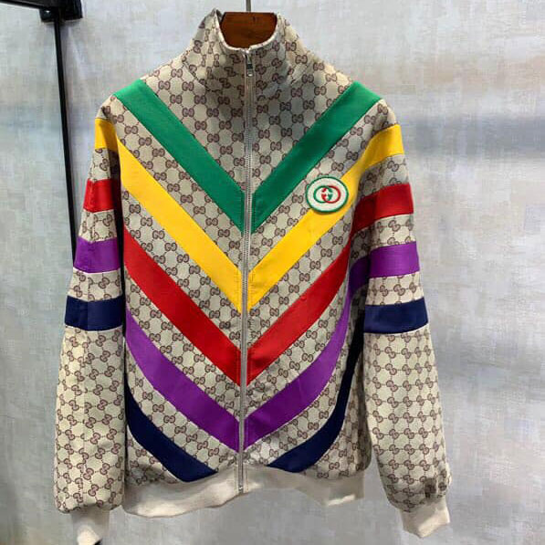 Áo khoác Gucci sọc chữ V đủ màu siêu cấp