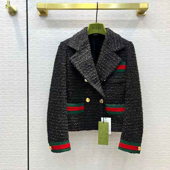 Áo dạ pho đỏ cổ bẻ hiệu Gucci cao cấp