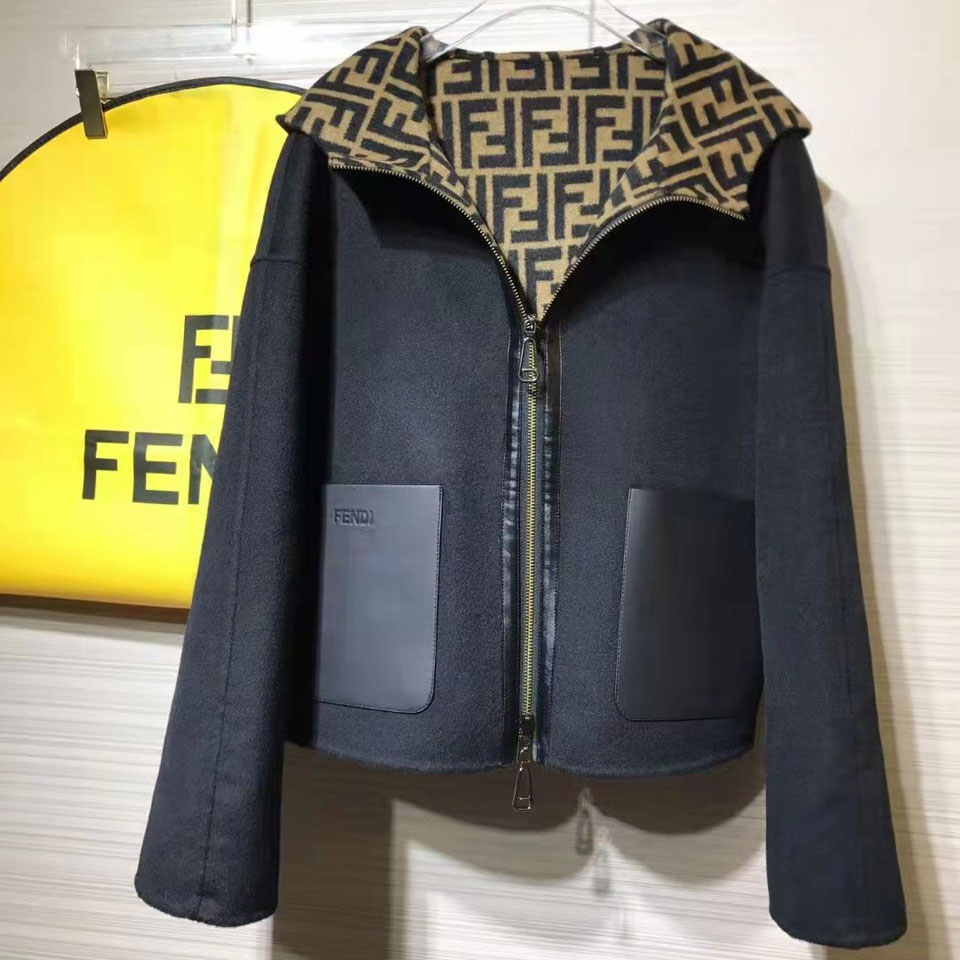 Áo dạ Fendi lót nâu logo cao cấp