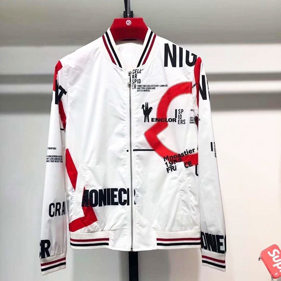 Áo khoác hiệu Moncler trắng pha đỏ cao cấp