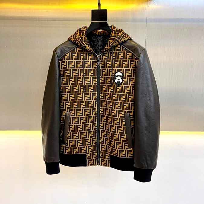 Áo khoác nam hiệu Fendi tay da siêu cấp