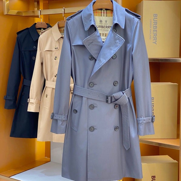 Khoác thân dài Burberry thắt đai eo cổ bẻ siêu cấp