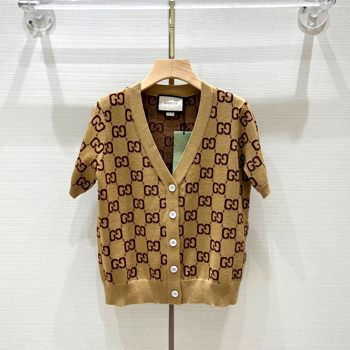 Áo len cổ tim sâu Gucci tay cộc cao cấp