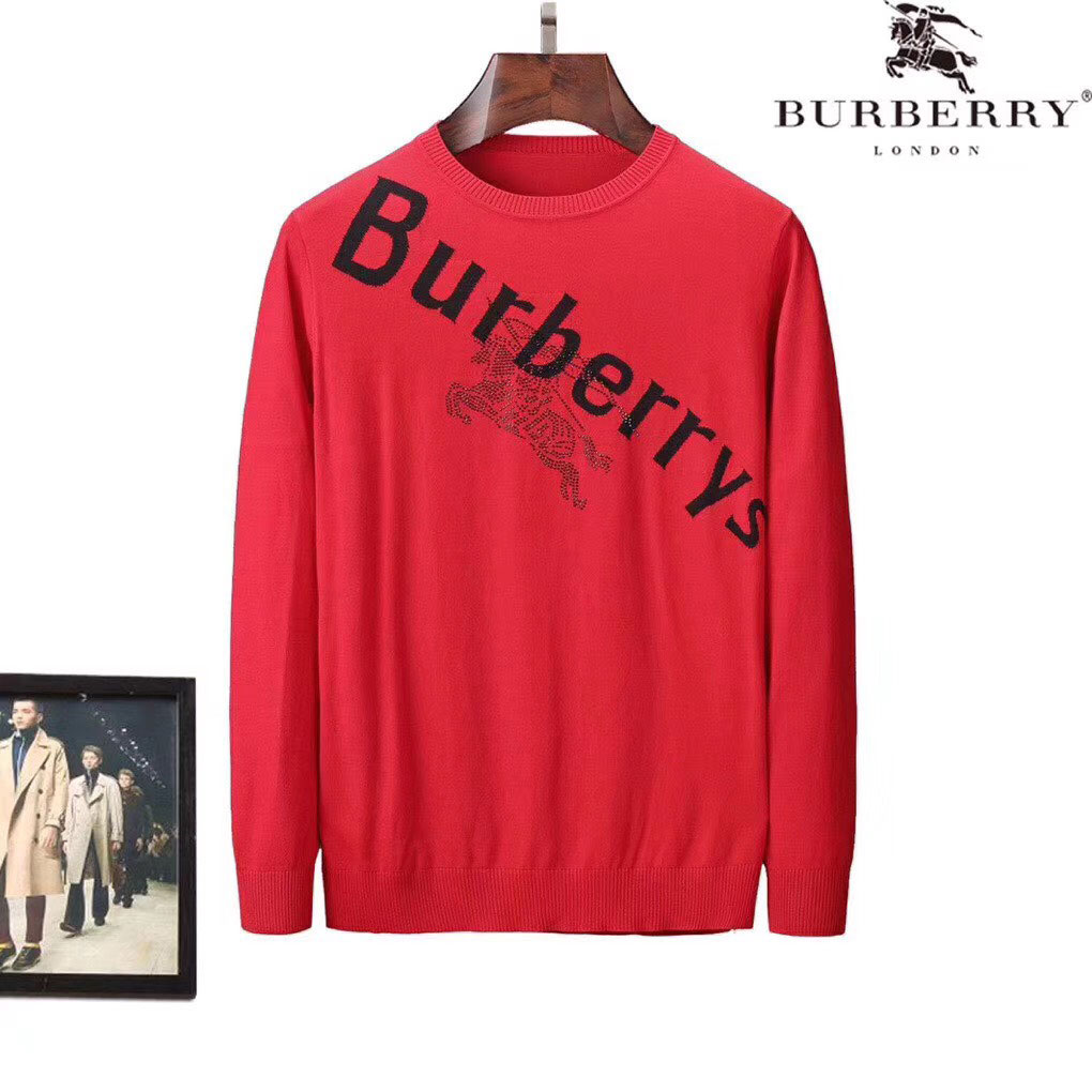 Áo len mông tơ  ghi Burberry sọc chữ cao cấp