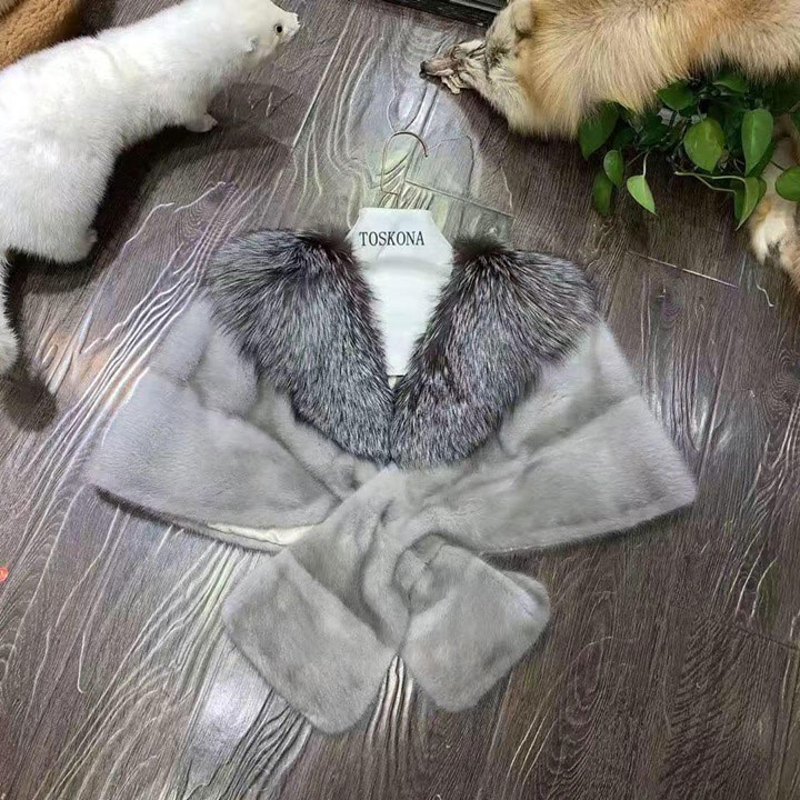 Áo lông chồn cao cấp ghi xám