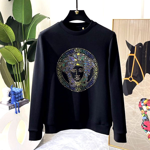 Áo nỉ nam cổ tròn Versace logo nạm cườm siêu cấp
