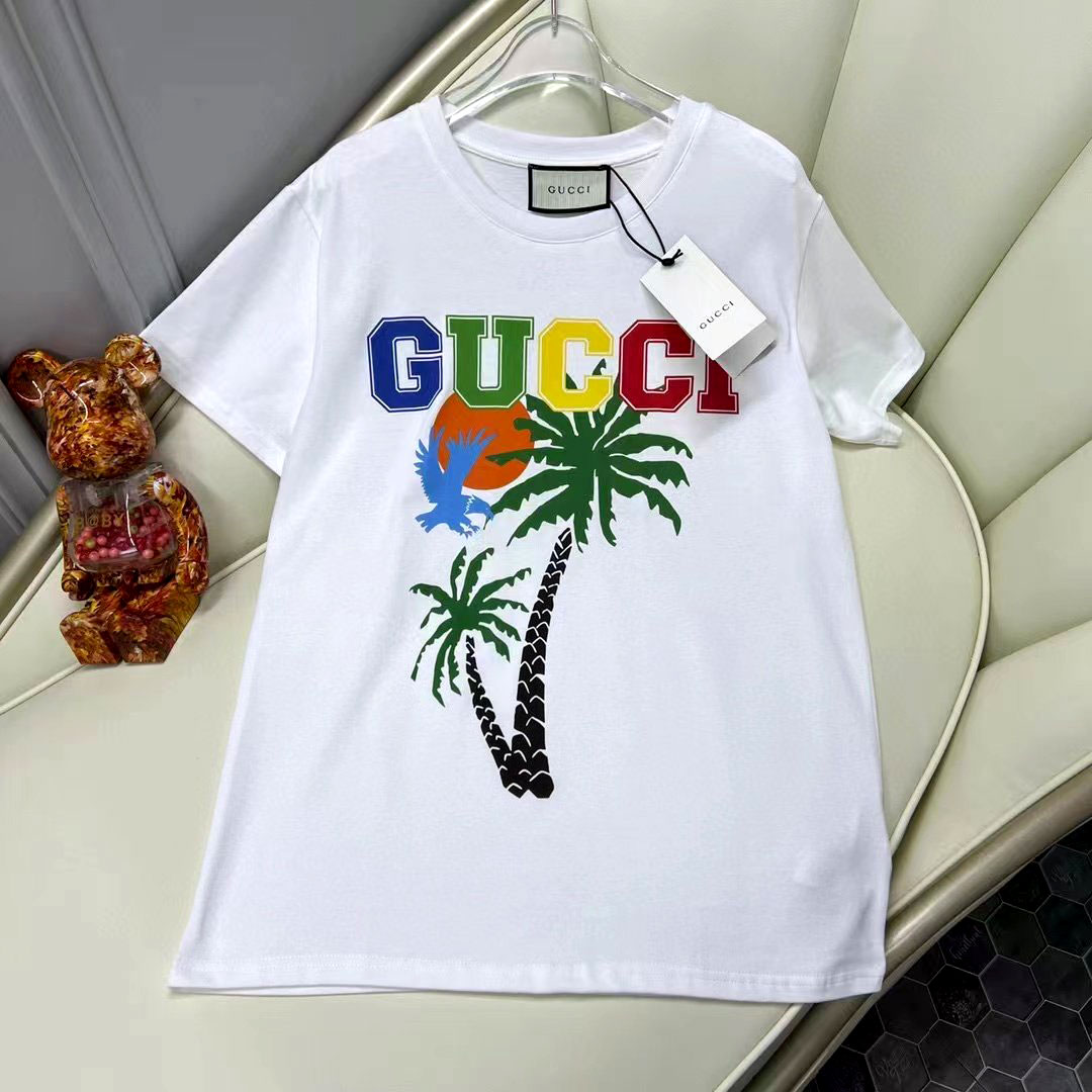 Áo phông Gucci họa tiết cổ tròn đủ tag mark siêu cấp
