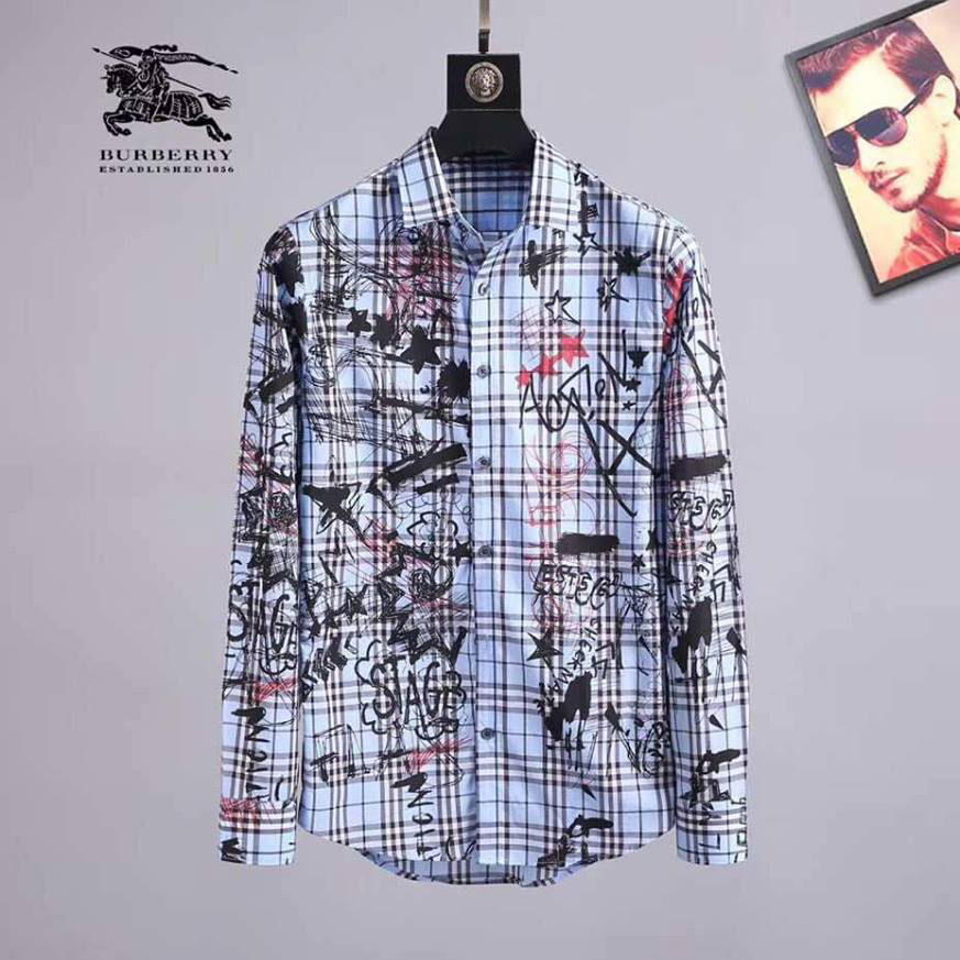 Áo nam hiệu Burberry sơ mi họa tiết cao cấp