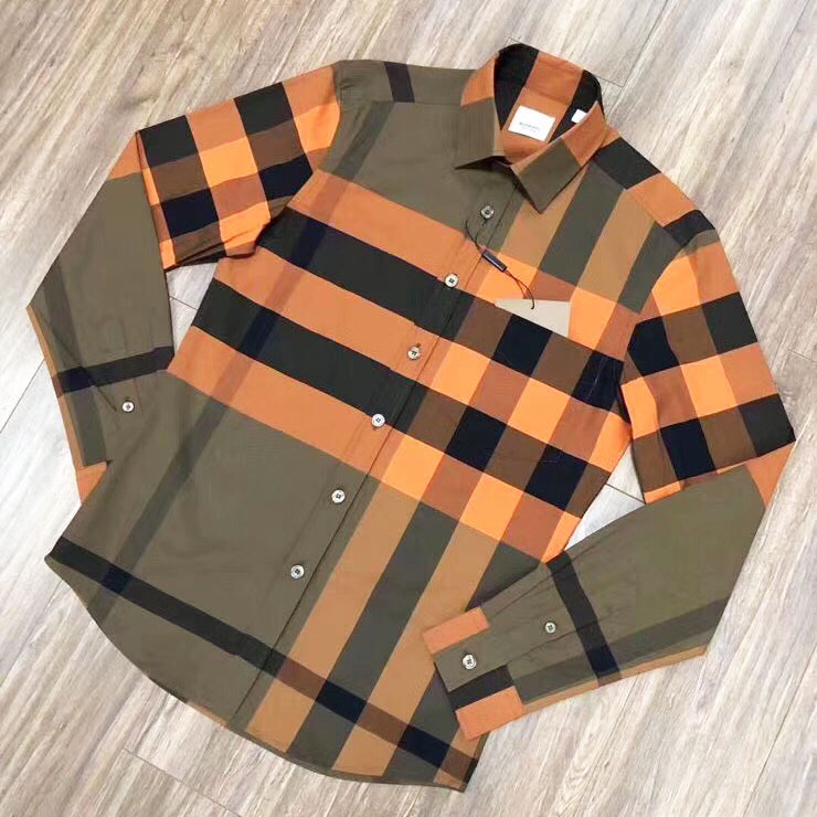 Sơ mi nam kẻ sọc vàng hiệu Burberry cao cấp