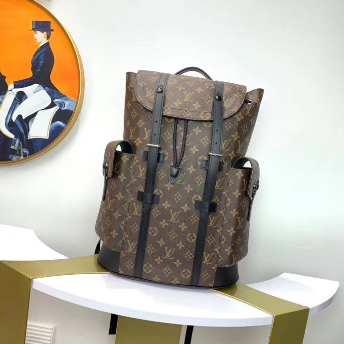 Balo hiệu LV hoa nâu sọc da super