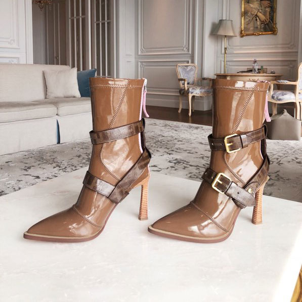 Bốt hiệu da bóng Fendi siêu cấp