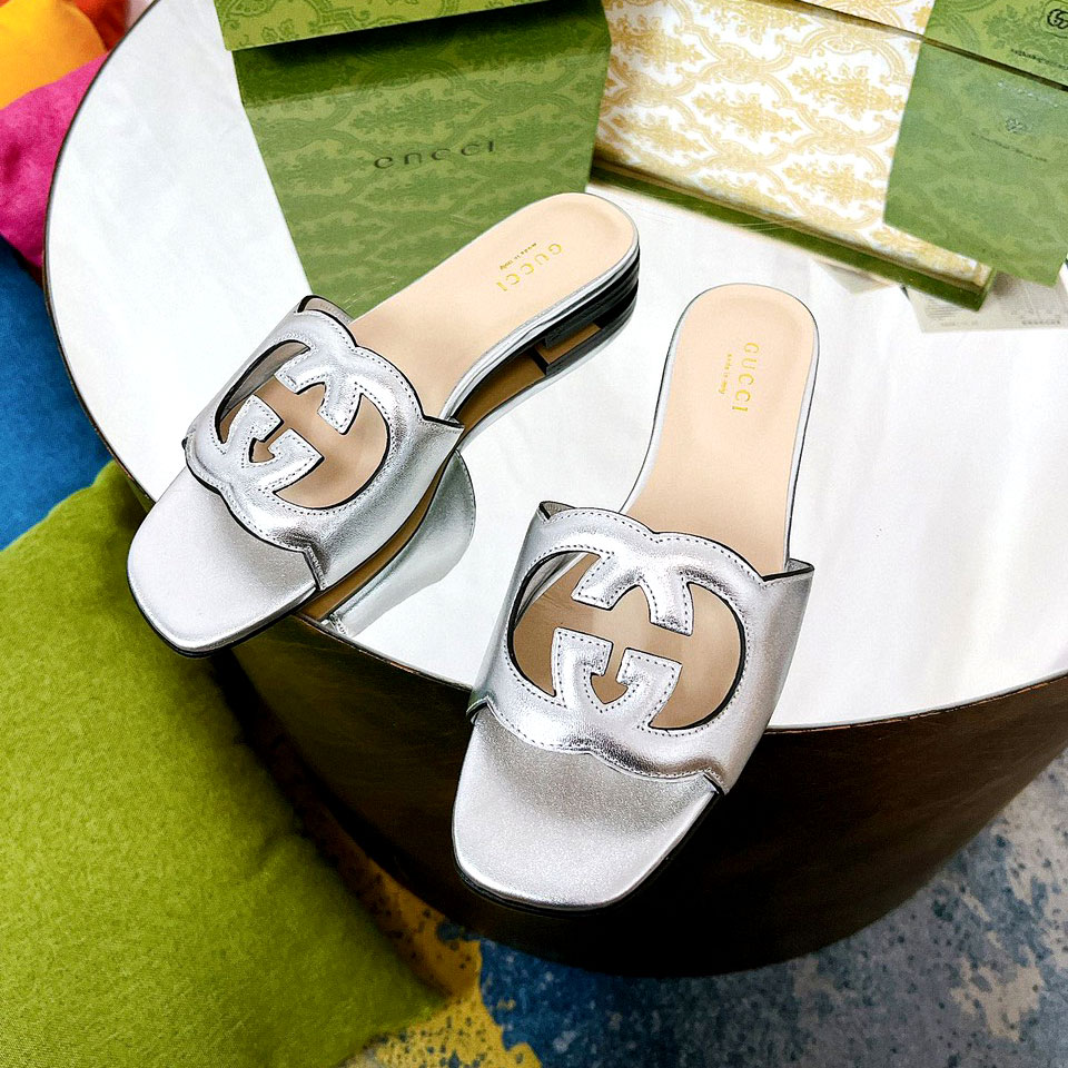 Dép lê Gucci gót trụ quai ngang bản to cao cấp