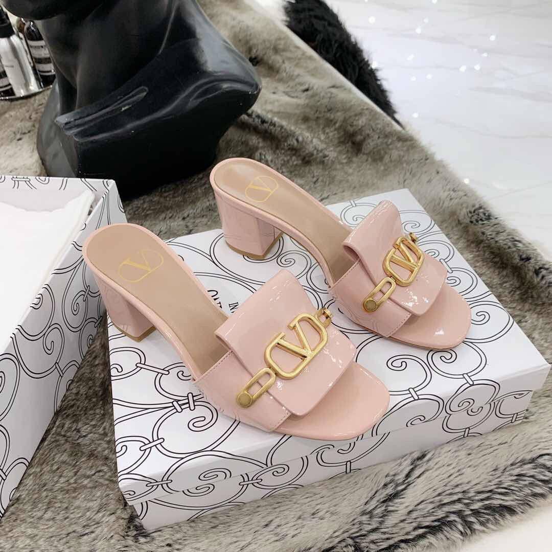 Dép nữ da bóng hiệu Valentino cao cao cấp
