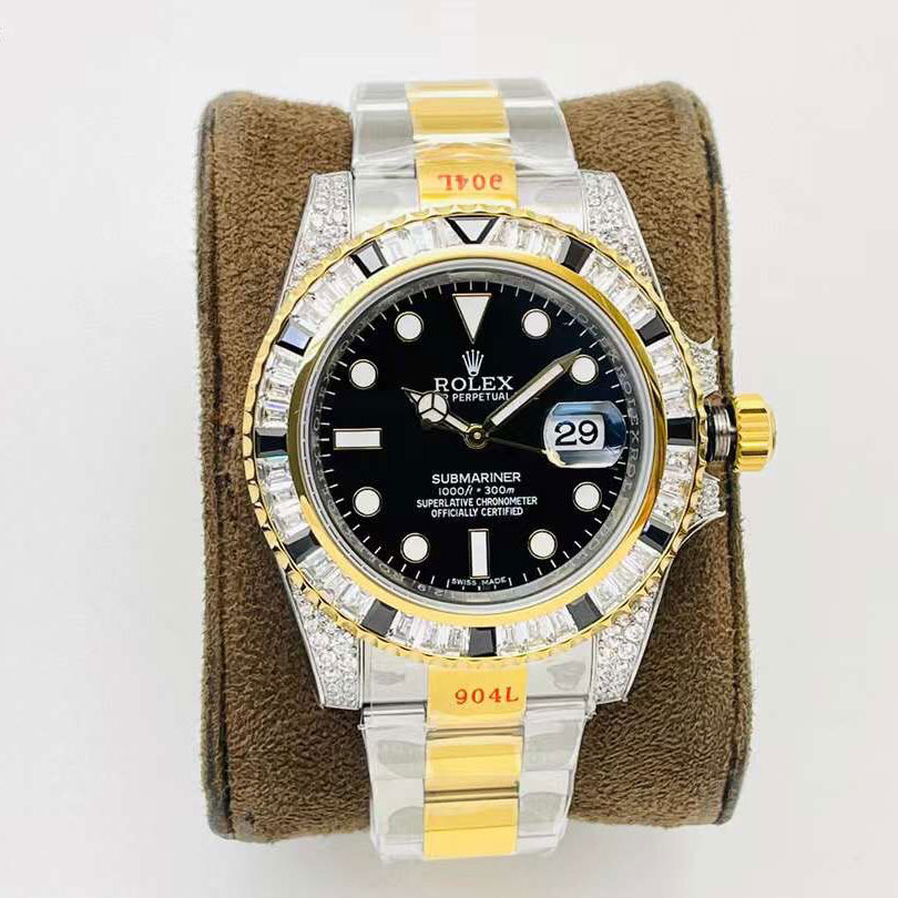 Đồng hồ nam Rolex mặt đen quai thép 904L siêu cấp
