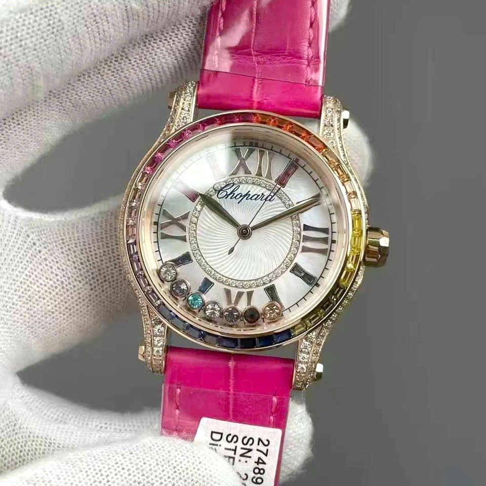 Đồng hồ Chopard mặt viền đá sắc màu siêu cấp