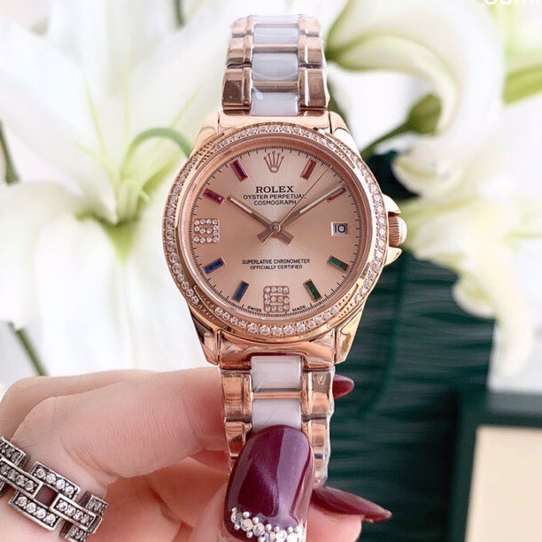 Đồng hồ hiệu Rolex mặt tròn nạm đá siêu cấp