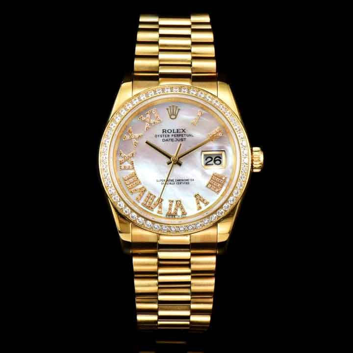 Đồng hồ nữ mặt Saphire đính đá vàng gold likeauth