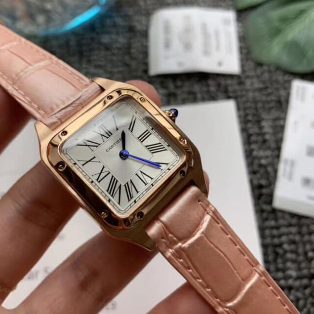 Đồng hồ quai da rắn hiệu Cartier cao cấp