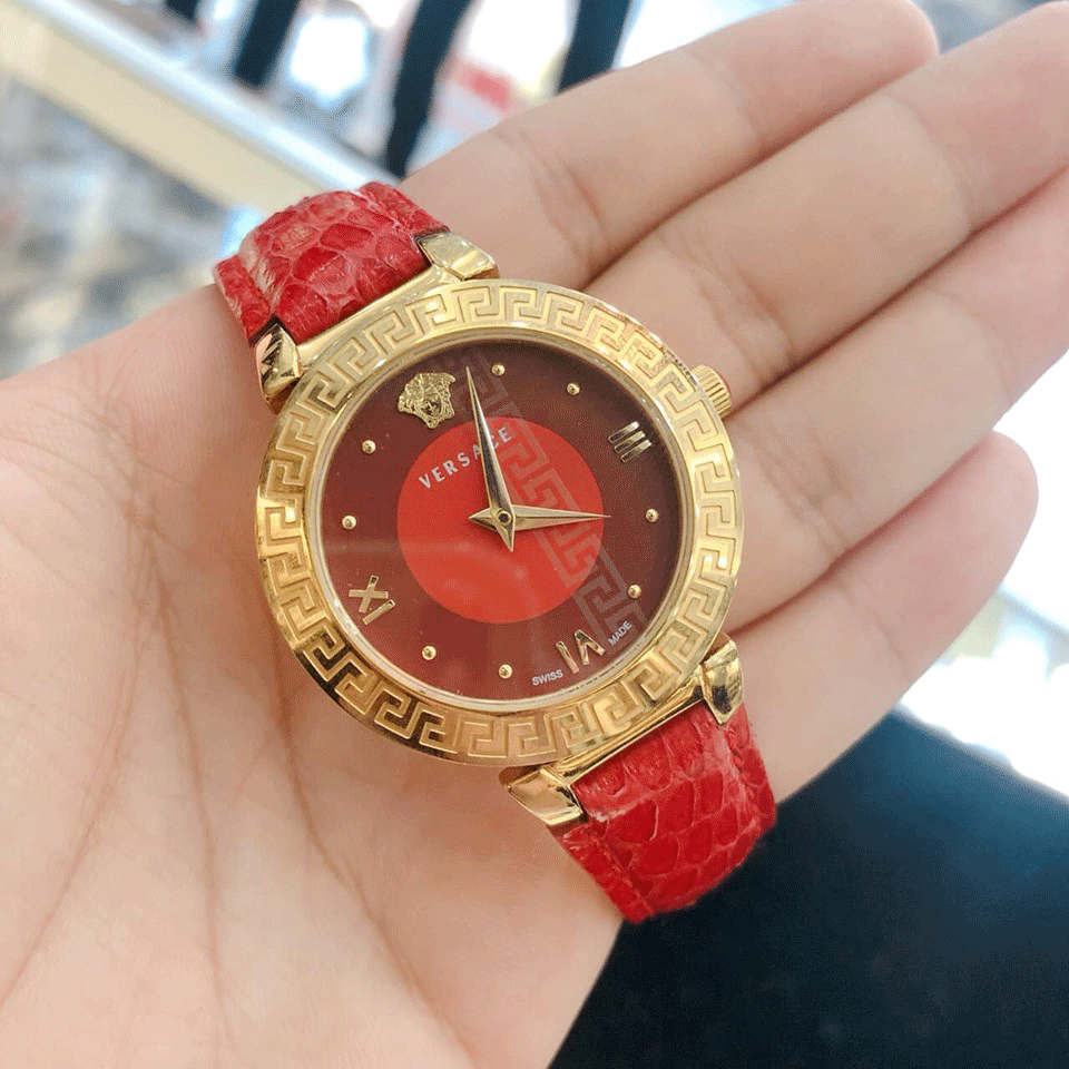 Đồng hồ Versace mặt đỏ quai da rắn