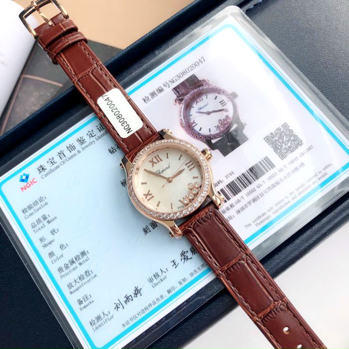 Đồng hồ Chopard nữ mặt viền đá dây quai da cá sâu siêu cấp