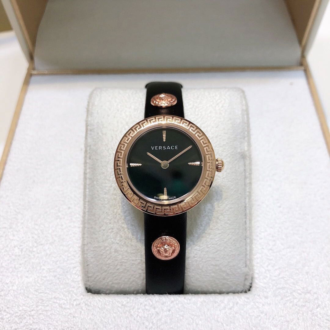 Đồng hồ Versace dây da viền khắc trìm cao cấp