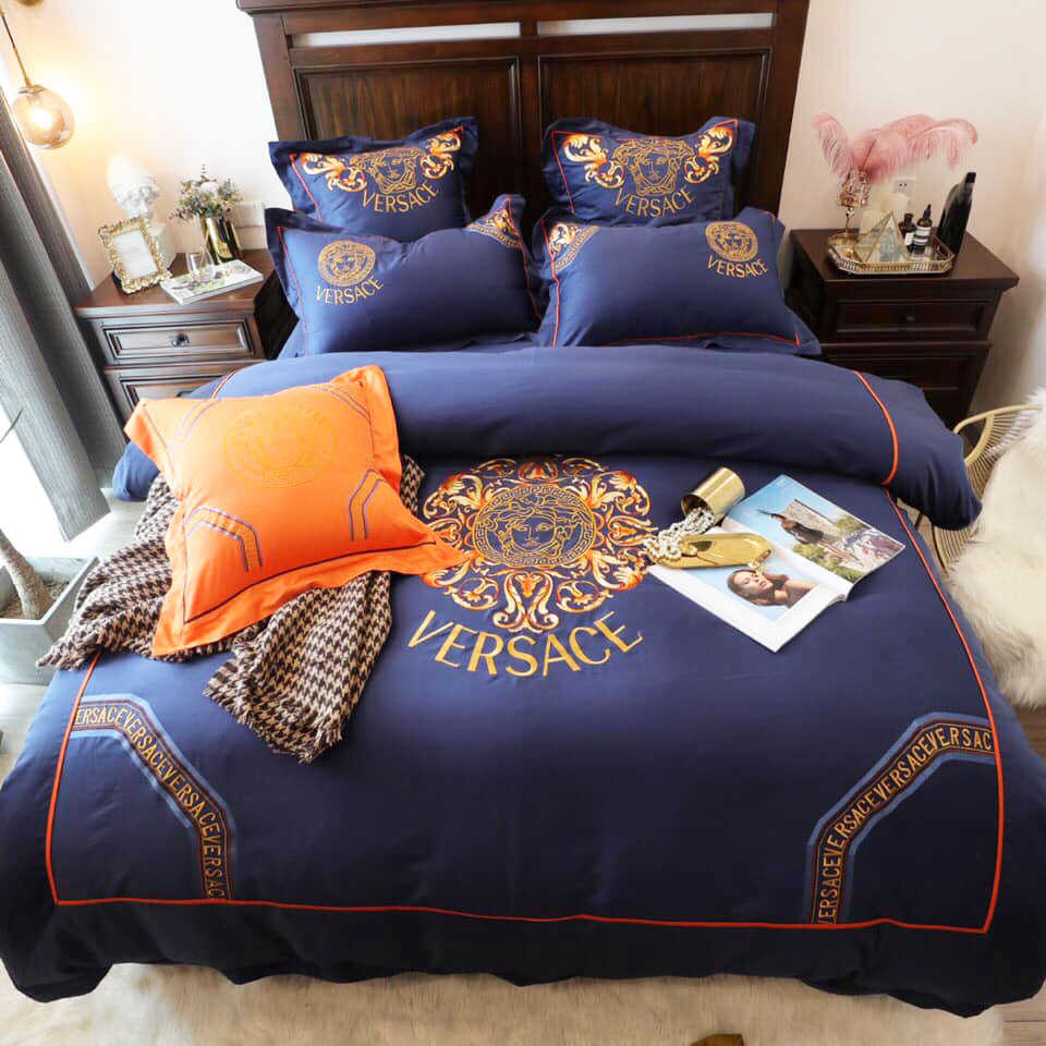 Ga gối hiệu Versace phối màu vàng xanh