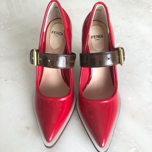 Giày da bóng pha quai nâu Fendi siêu cấp