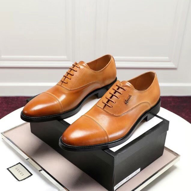 Giầy Gucci buộc dây da màu bò siêu cấp
