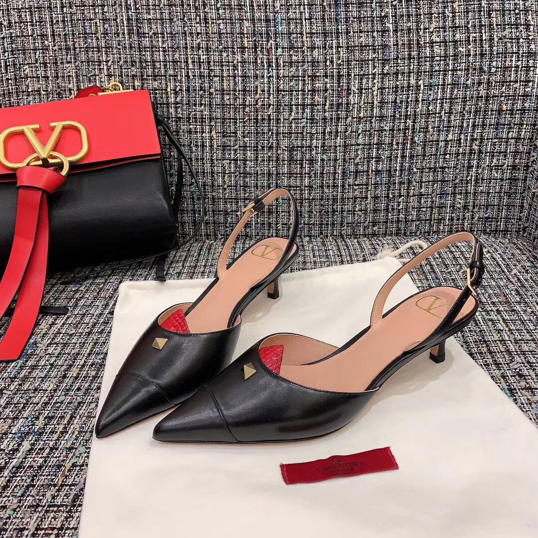 Giầy da mịn hở gót Valentino siêu cấp