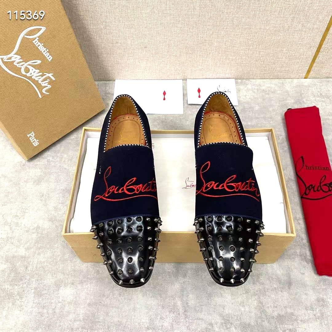 Giầy nam Louboutin nạm đinh da bóng siêu cấp