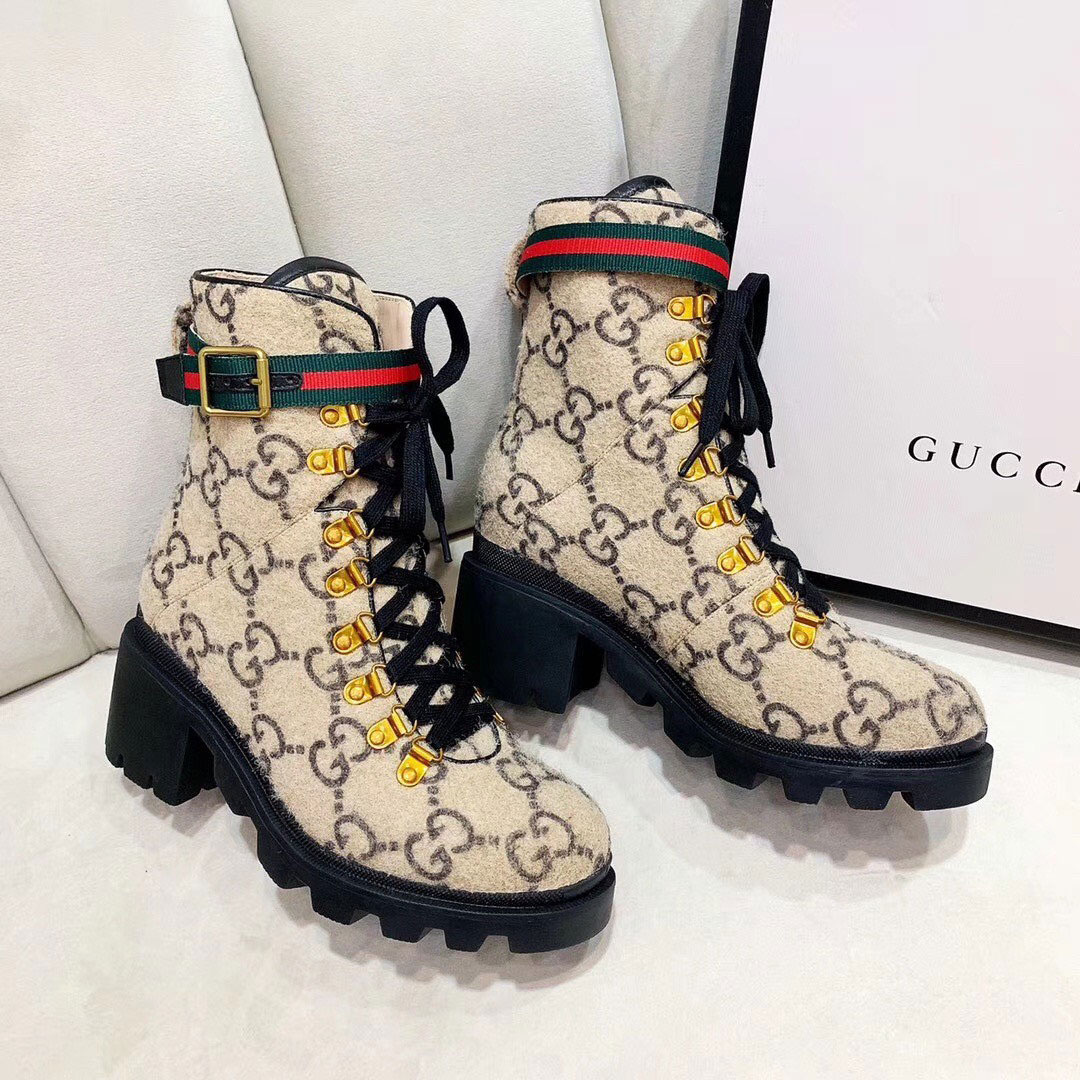 Giầy cao cổ buộc dây Gucci viền đỏ siêu cấp