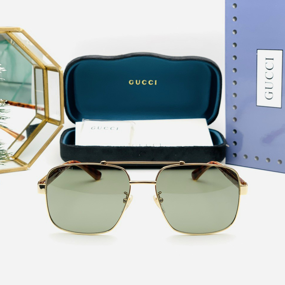 Kính hiệu nam Gucci gọng mạ vàng cao cấp
