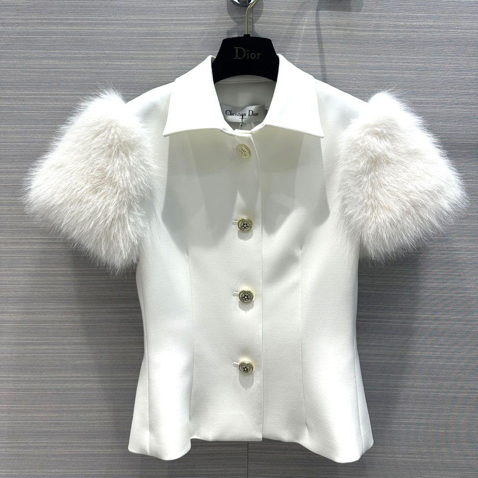 Sơ mi Dior tay phối lông cừu hàng cao cấp