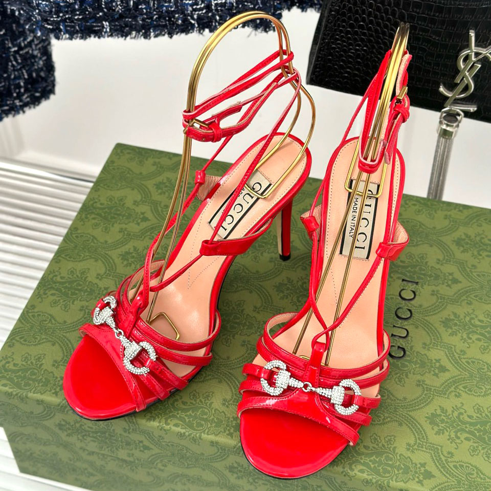 Sandal gót nhọn Gucci quai cổ chân siêu cấp