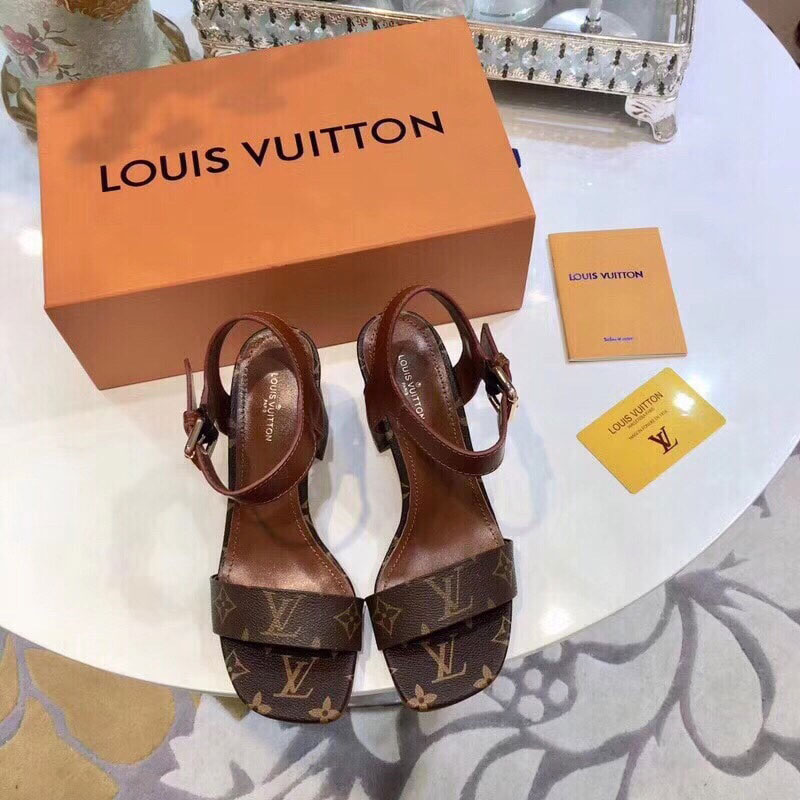 Sandal LV đế trụ hoa nâu siêu cấp