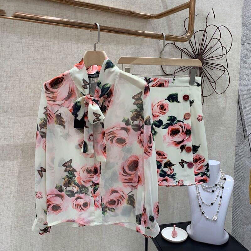 Set váy tơ silk hiệu Gucci cao cấp