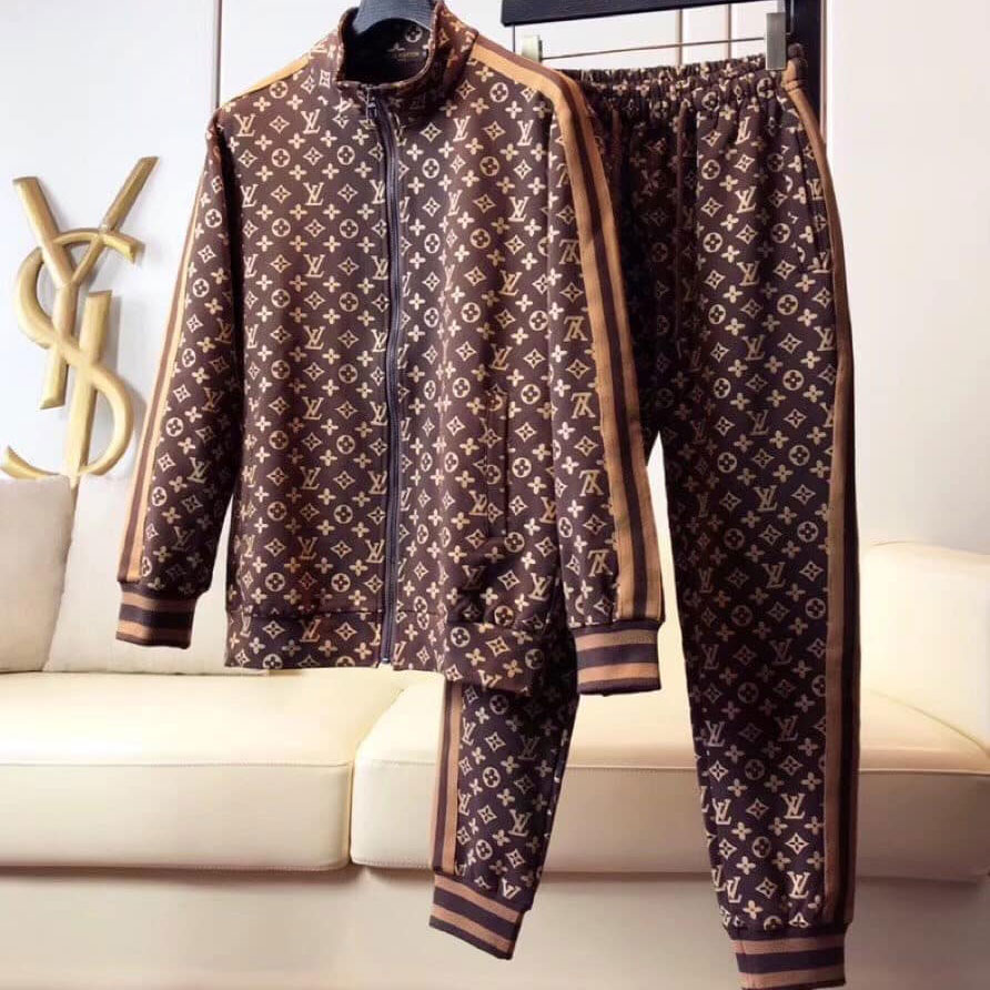 Set bộ len hiệu Louis Vuitton hoa nâu siêu cấp