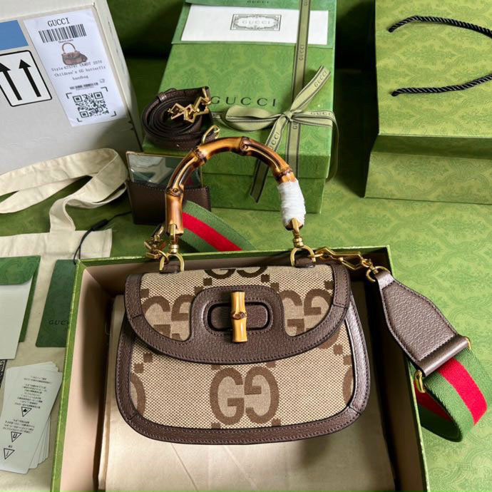 Túi xách Gucci bầu quai trúc viền nâu siêu cấp
