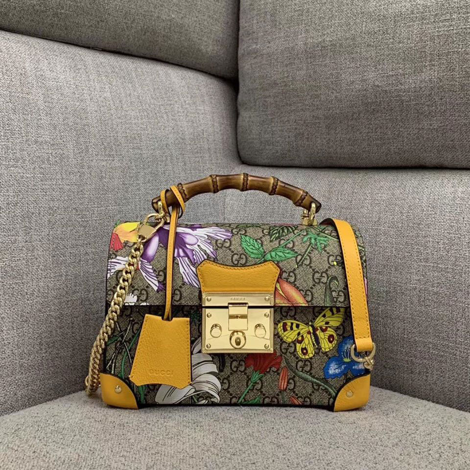 Túi xách Gucci khóa vàng quai gỗ VIP
