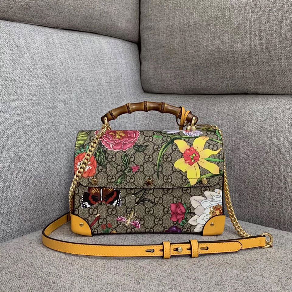Túi xách Gucci quai gỗ phối họa tiết hoa VIP