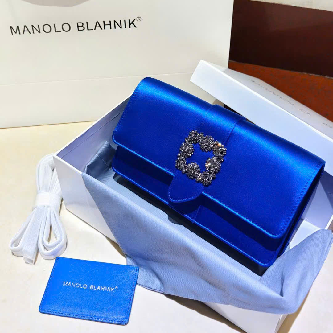 Túi xách cluth vải lụa cầm tay Manolo BlaHNIK cao cấp